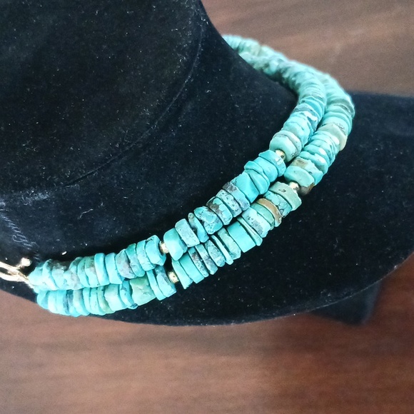 Zoe B 14kt Gold Turquoise Beaded Toggle Necklace 17-18" - Picture 9 of 11